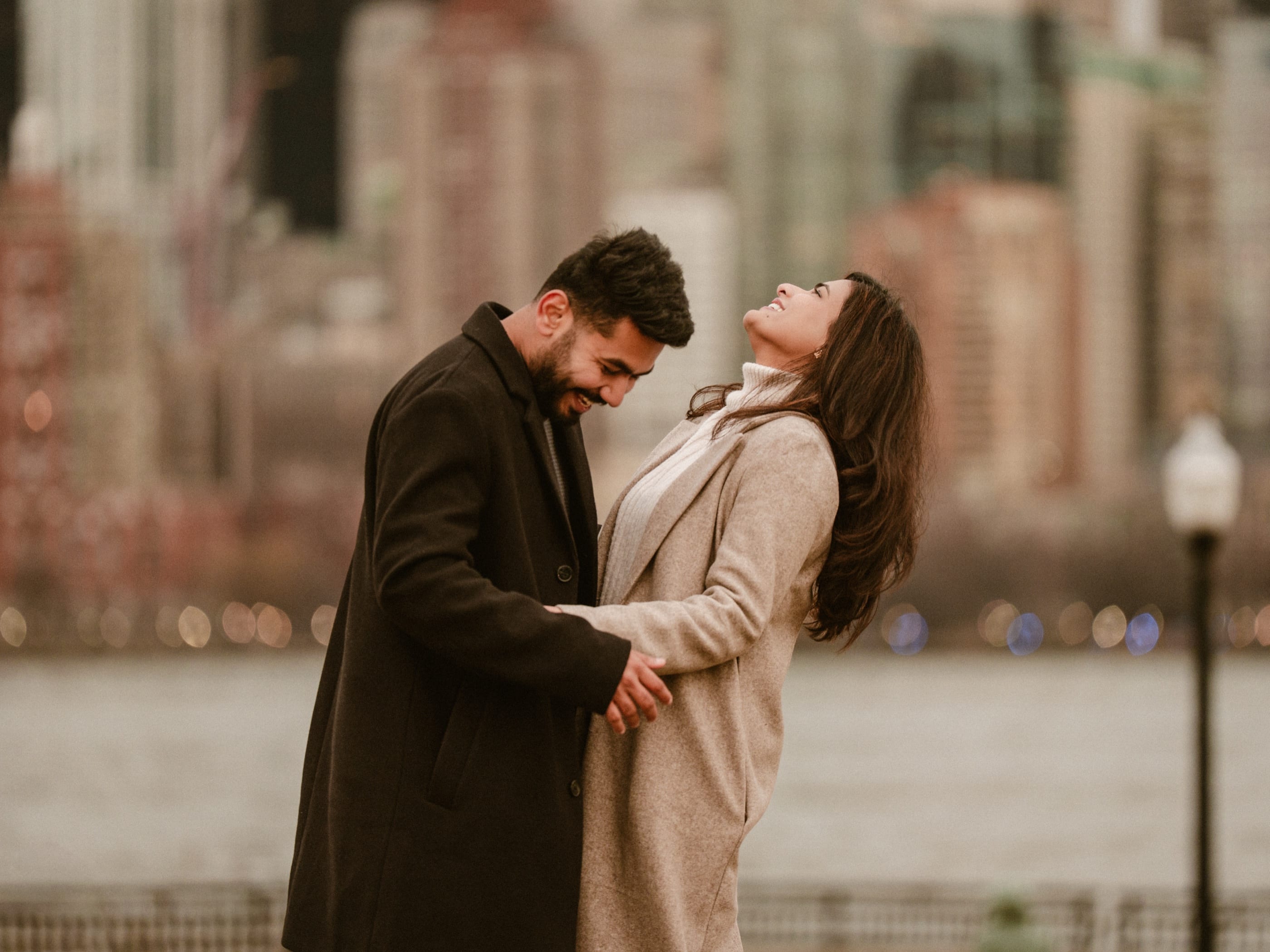 Laughing together by the river
